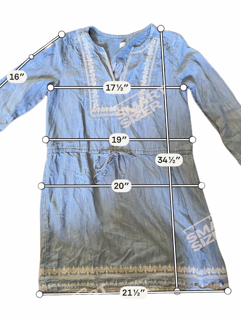 Vintage Gap Chambray Embroidered Boho Dress Small E - Picture 3 of 9